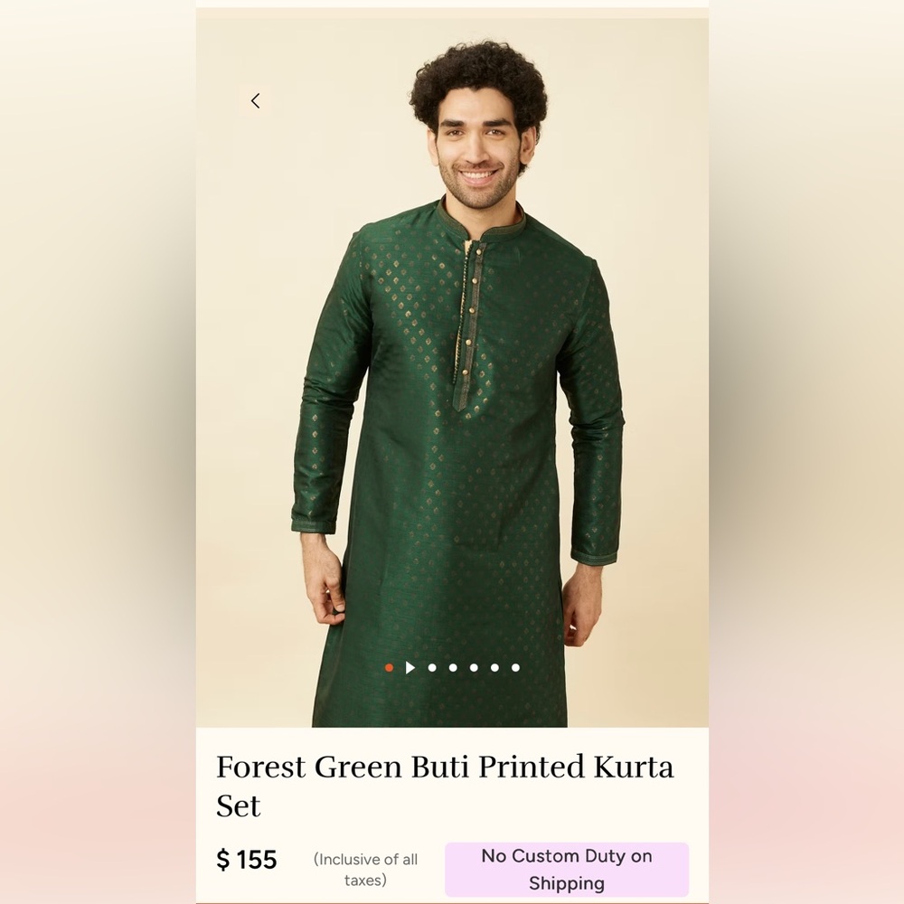 Elegant Green Kurta with Gold Accents